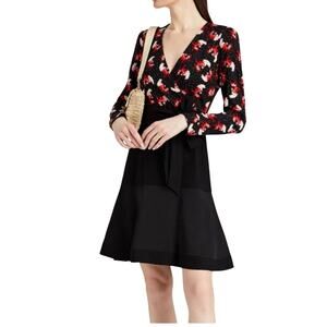 Diane Von Furstenberg DVF Silk Blend Faux Wrap Ryder patterned dress 6 Romantic